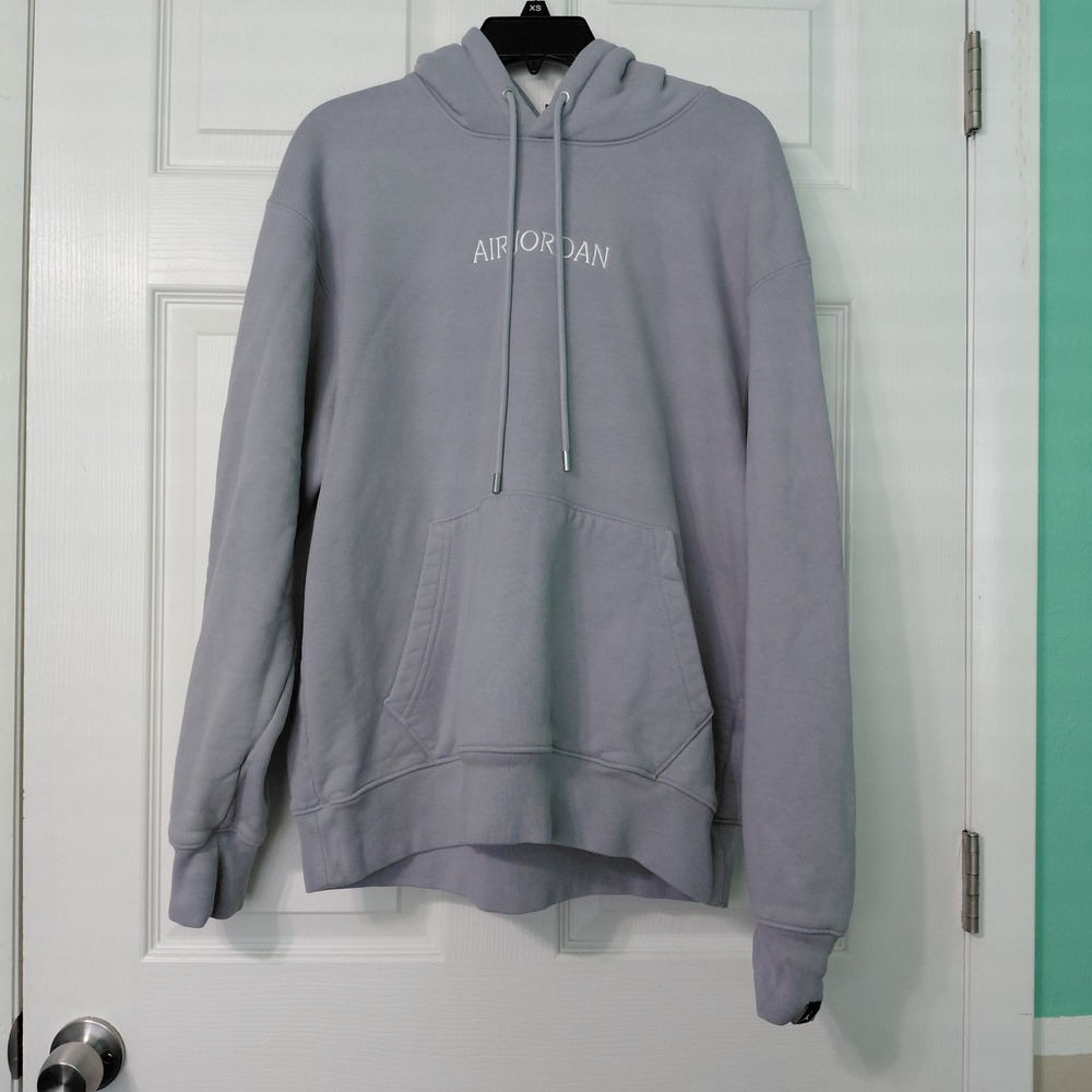 Jordan Wordmark Mens Fleece Hoodie Ashen Slate Grey Purple DO6094-054 Size L